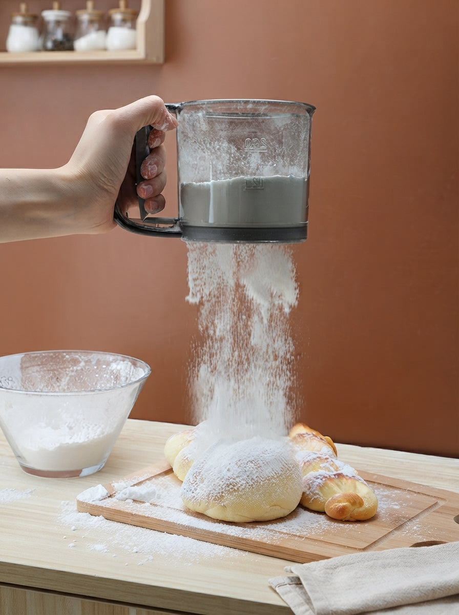 Handheld Plastic Flour Shaker & Mesh Flour Sifter