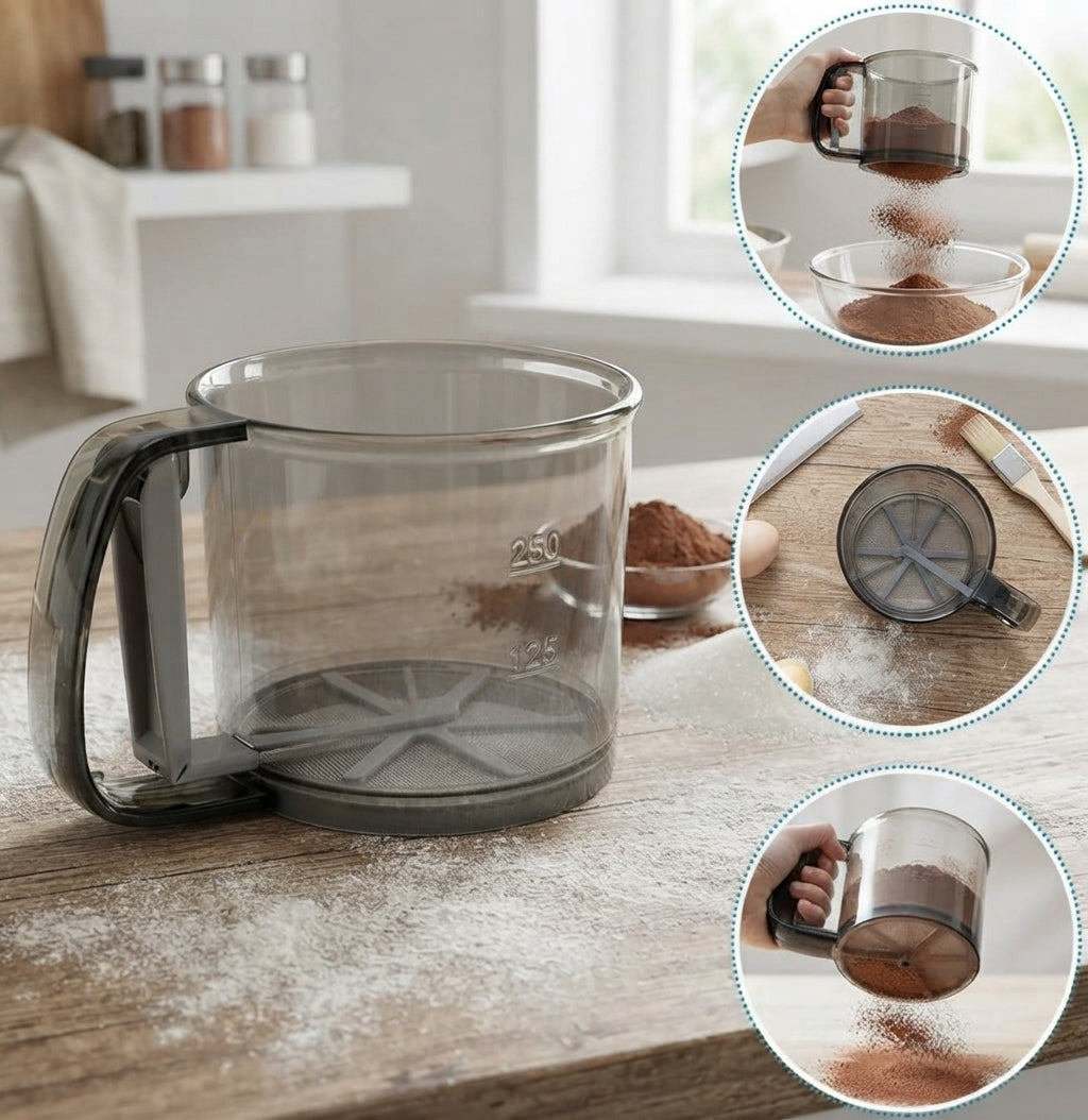 Handheld Plastic Flour Shaker & Mesh Flour Sifter